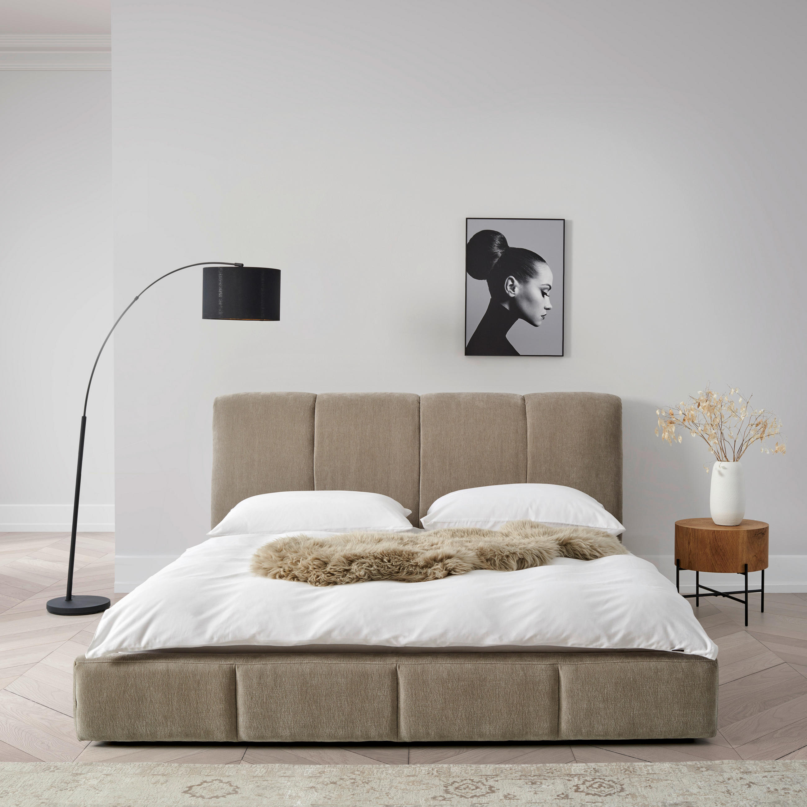 TAPECIRANI KREVET   180/200 cm   bež  - bež/crna, Moderno, drvo/metal (180/200cm) - Livetastic