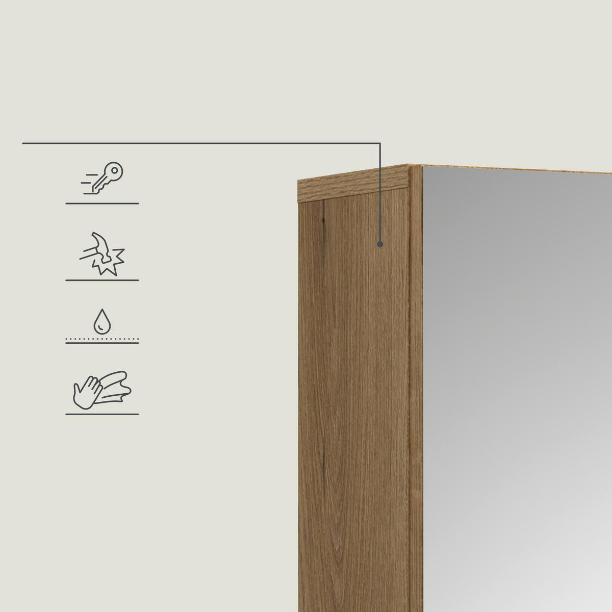 SPIEGELSCHRANK 60/74/18 cm  - Eichefarben, Trend, Glas/Holzwerkstoff (60/74/18cm) - MID.YOU