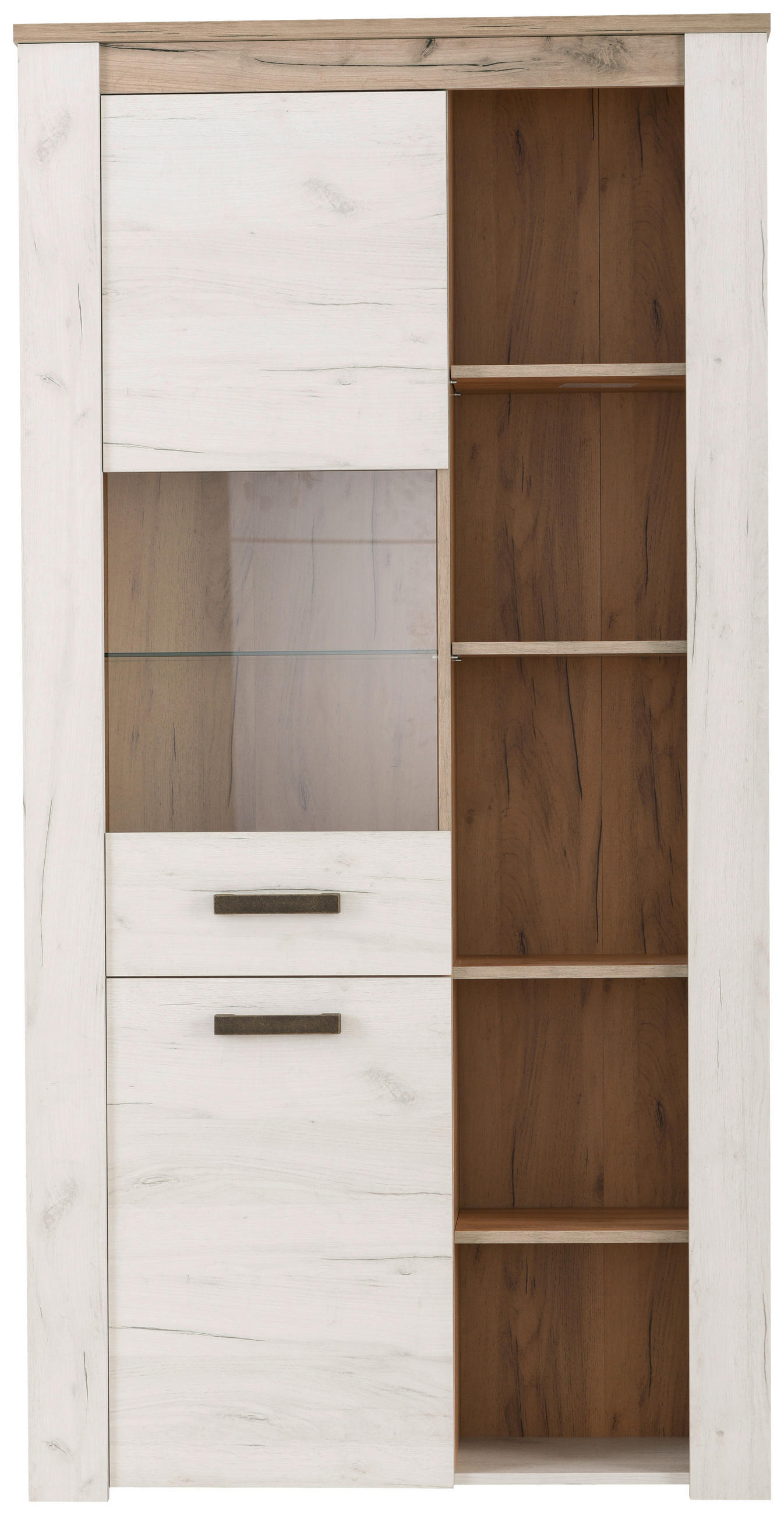 VITRÍNA, farba strieborného duba, sivý dub, 99,5/195/36,5 cm - sivý dub/farba strieborného duba, Basics, kompozitné drevo/plast (99,5/195/36,5cm) - Ti'me