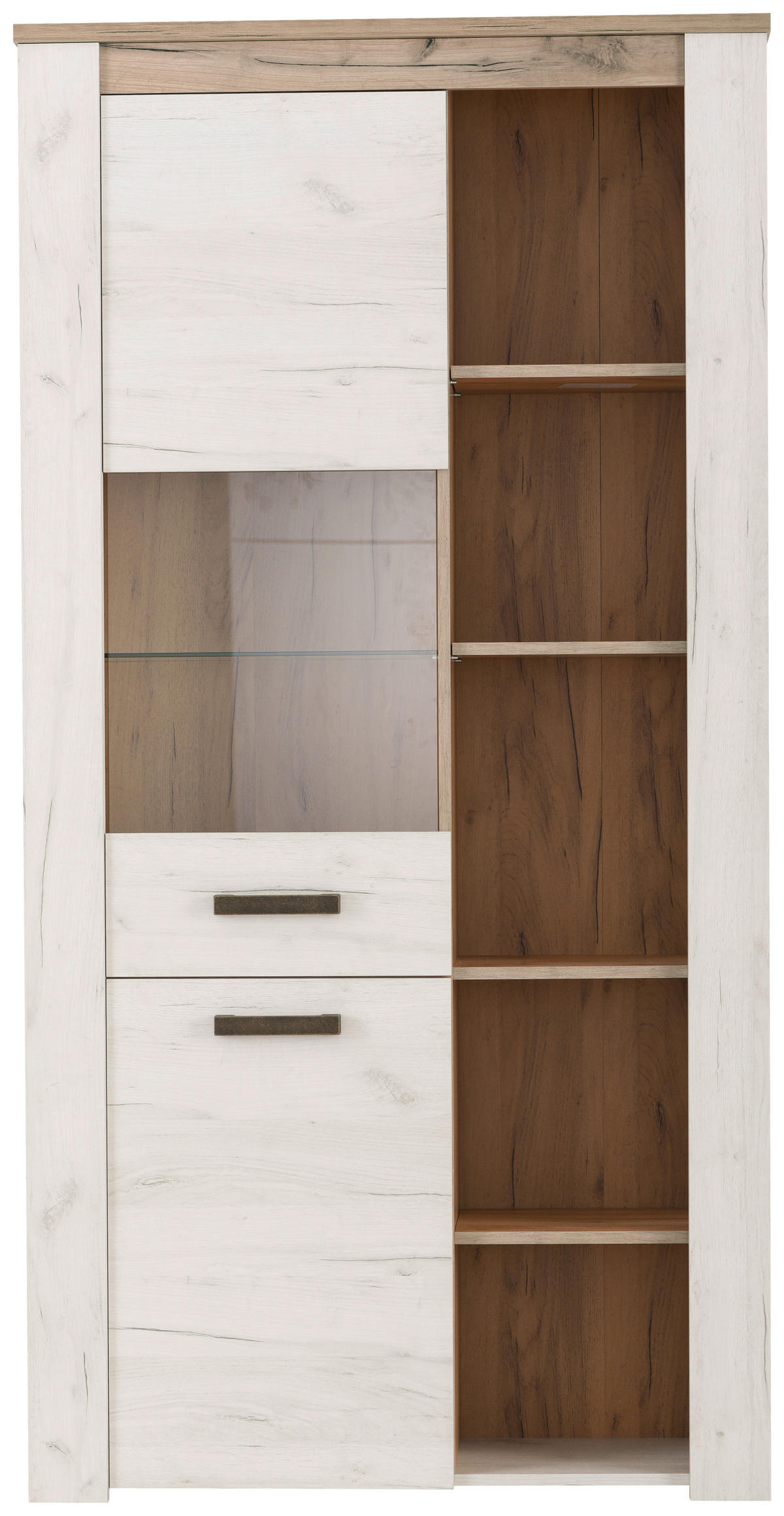 VITRIN ezüsttölgy színű, szürke tölgy  - szürke tölgy/fekete, Basics, műanyag/faalapú anyag (99,5/195/36,5cm) - Ti'me