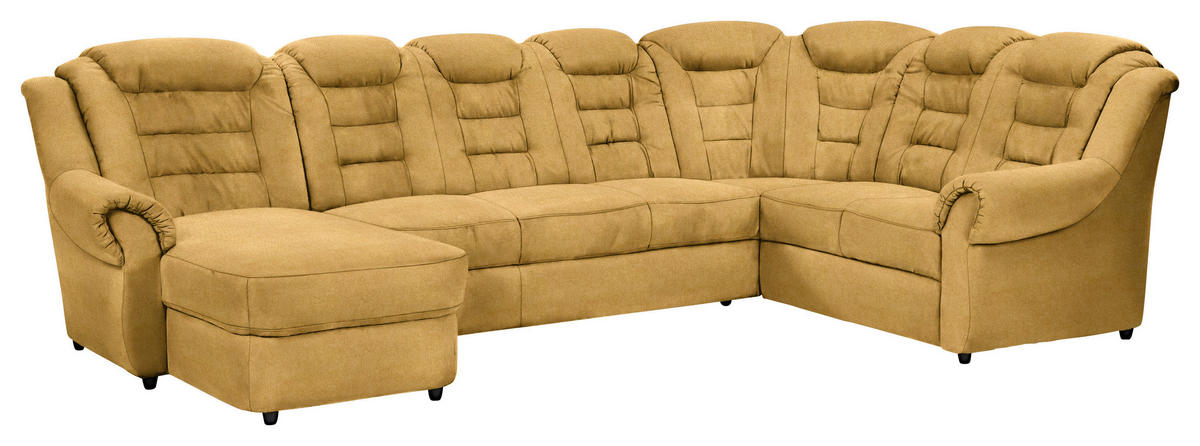 WOHNLANDSCHAFT in Chenille Gelb  - Gelb/Schwarz, Konventionell, Kunststoff/Textil (165/333/216cm) - Livetastic