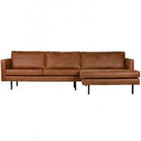 ECKSOFA Rodeo in Echtleder Cognac  300/155 cm  - Cognac/Schwarz, Design, Leder/Textil (300/155cm) - Livetastic