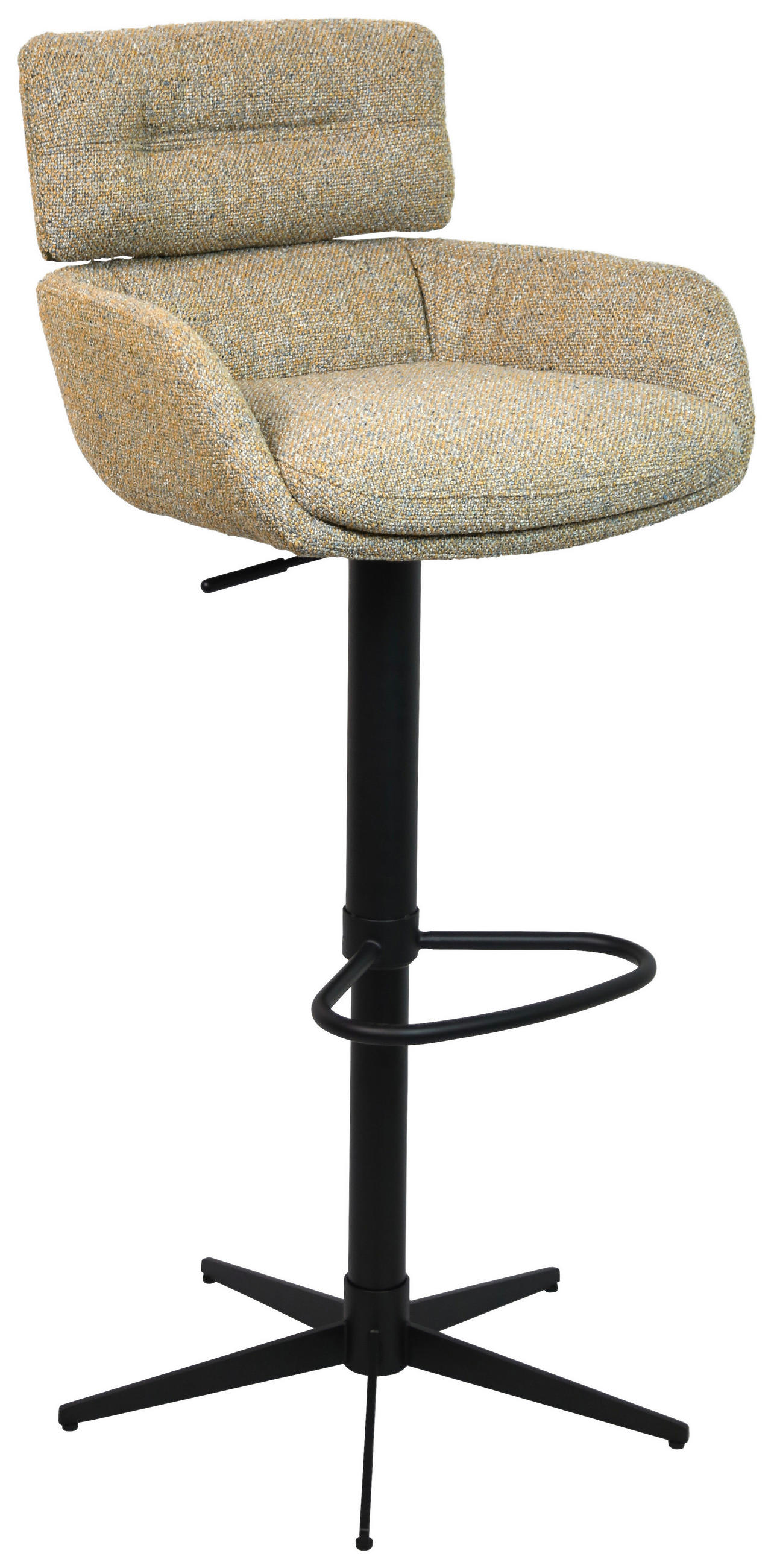 BARHOCKER Webstoff Schwarz, Graubraun Eisen Sitzfläche 360° drehbar  - Graubraun/Schwarz, Design, Textil/Metall (54/99-116,5/52cm) - Dieter Knoll