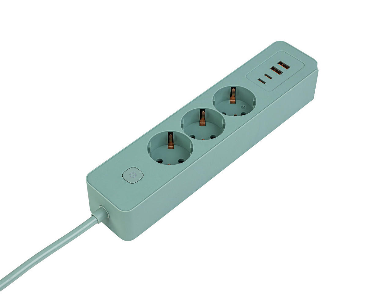 STECKDOSENLEISTE - Mintgrün, Basics, Kunststoff/Metall (24/5,5/4cm) - Mican