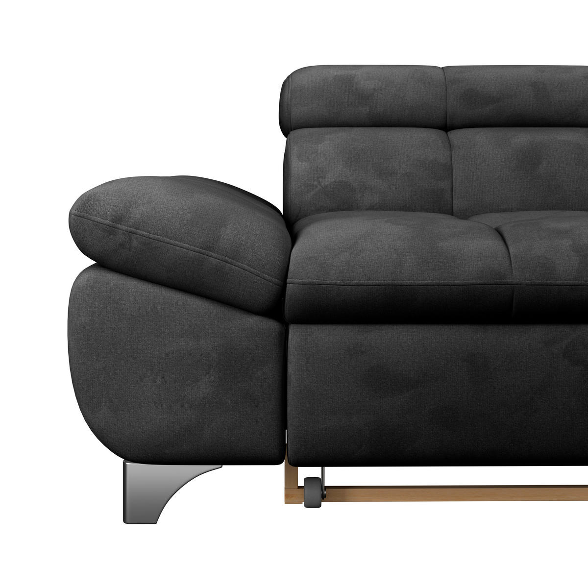 ECKSOFA Anthrazit Chenille  - Chromfarben/Anthrazit, KONVENTIONELL, Textil/Metall (312/234cm) - Livetastic