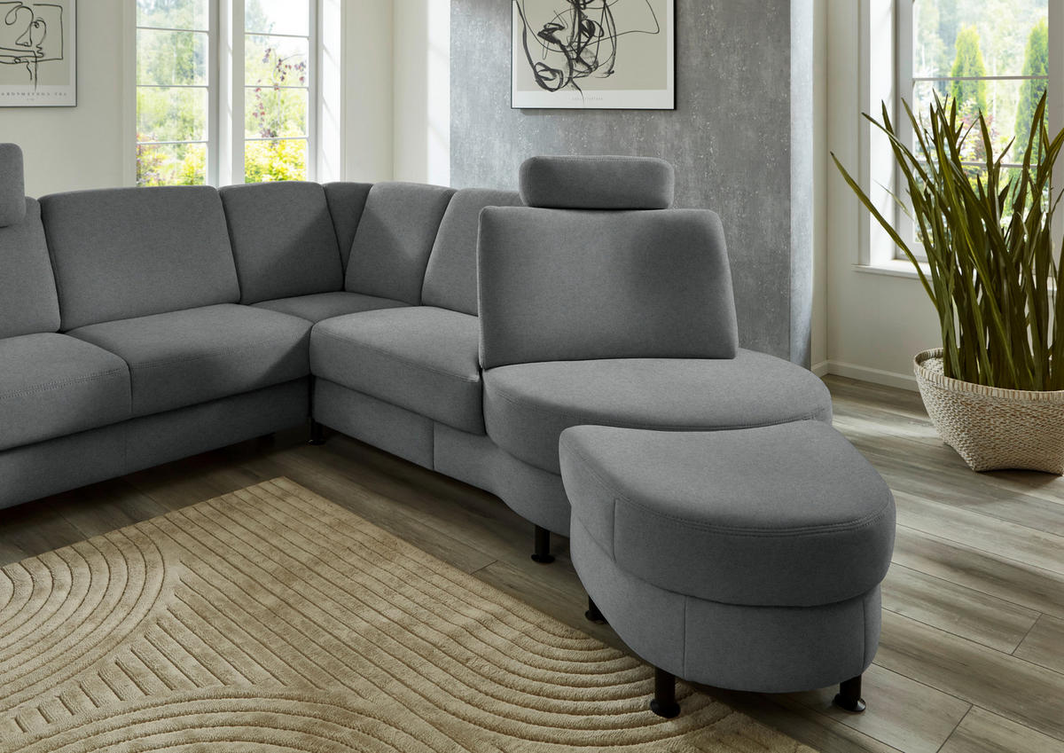 ECKSOFA Flachgewebe Anthrazit  - Anthrazit/Schwarz, Konventionell, Textil/Metall (248/252cm) - Beldomo Comfort