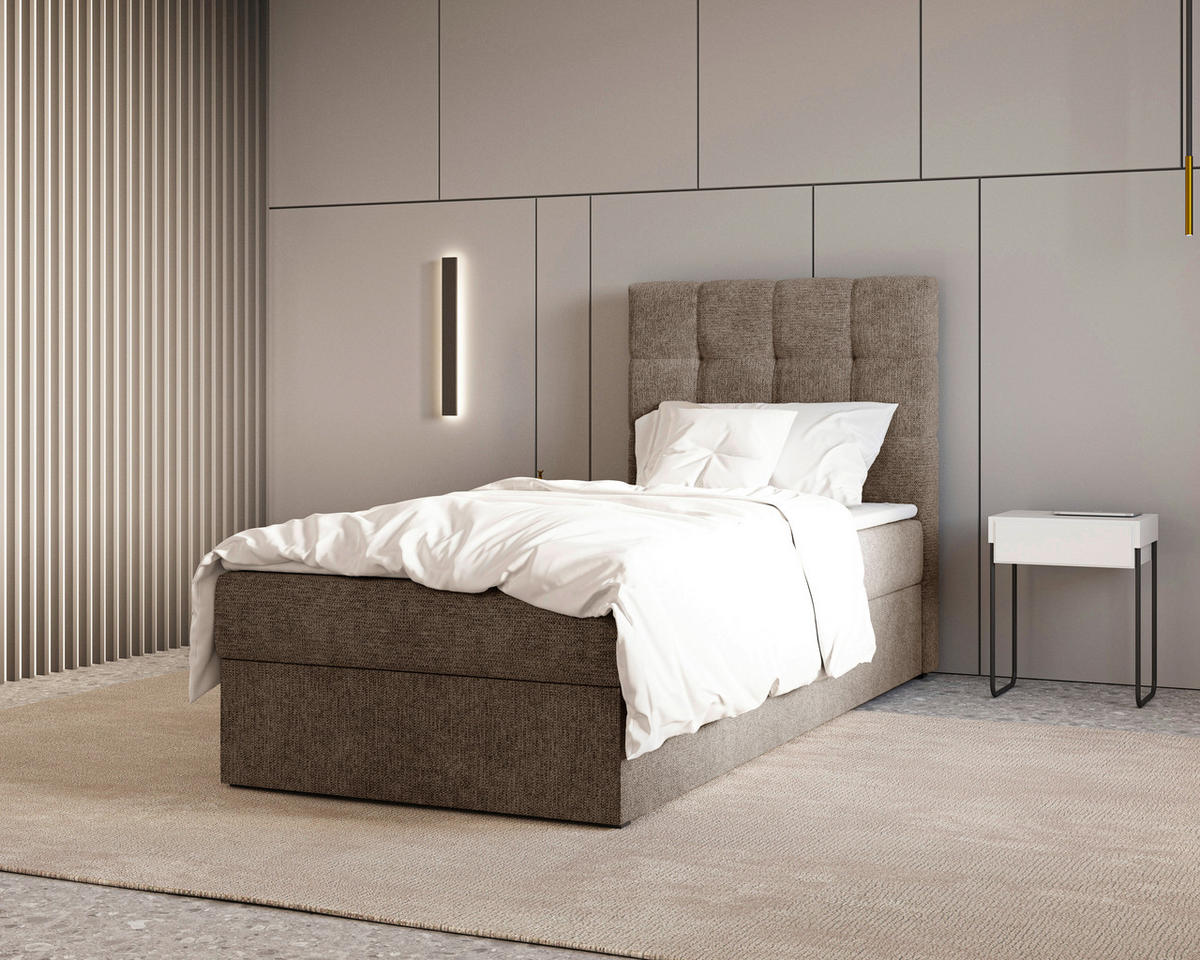 BOXBETT 90/200 cm  in Braun  - Schwarz/Braun, MODERN, Holz/Kunststoff (90/200cm) - Livetastic