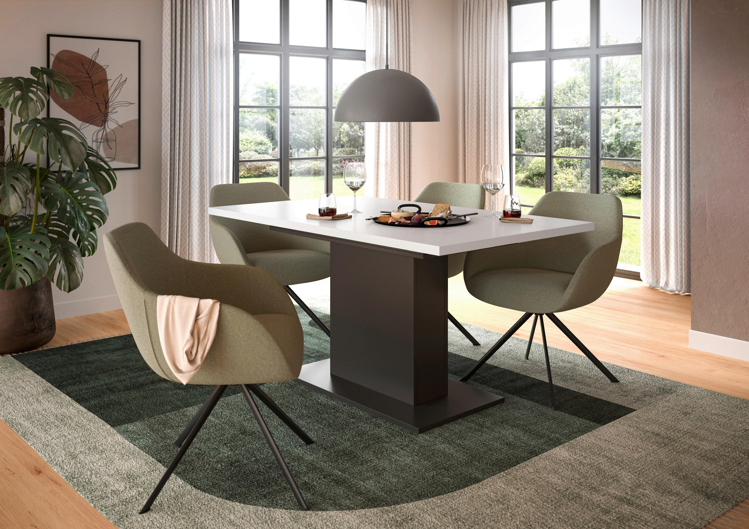 AUSZIEHTISCH Weiß rechteckig  ausziehbar  - Weiß/Grau, KONVENTIONELL, Holzwerkstoff (150-190/76/90cm)
