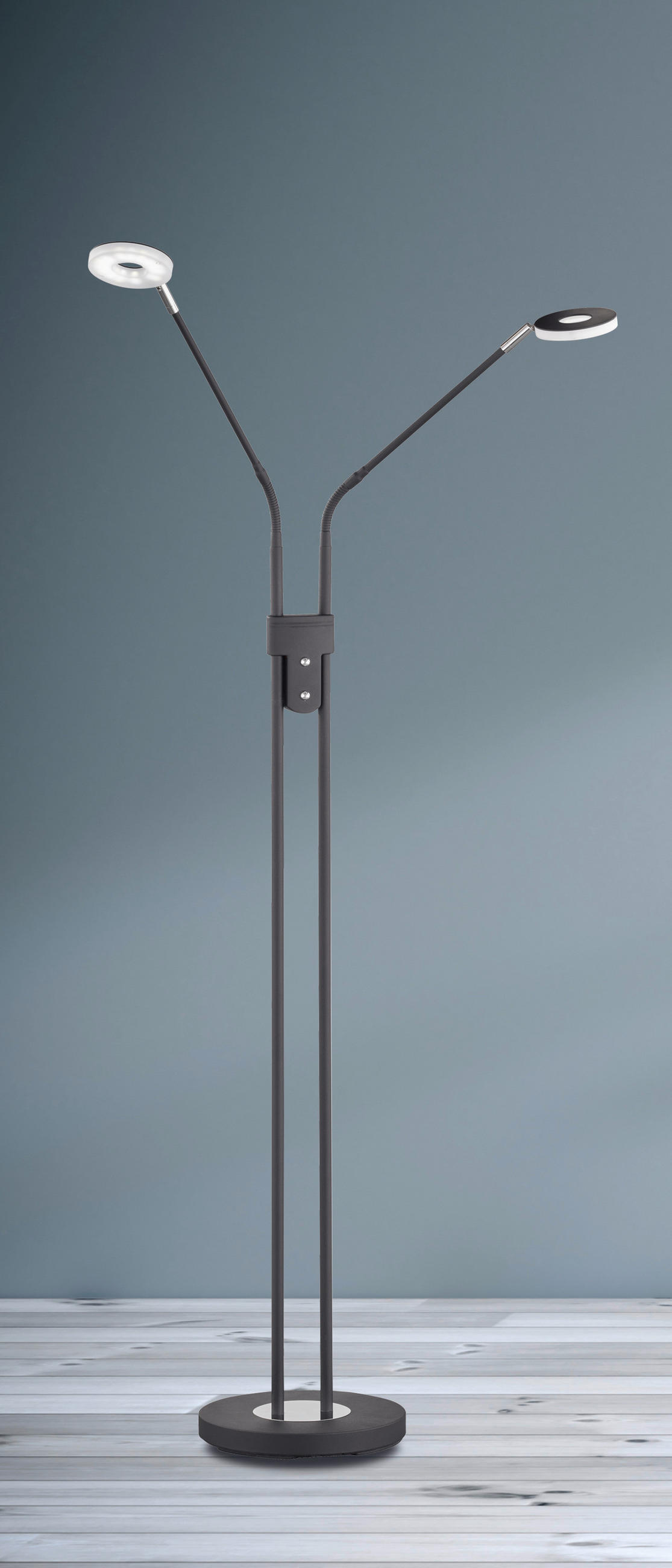LED-STEHLEUCHTE - Schwarz, Basics, Metall (25/150cm) - Fischer & Honsel