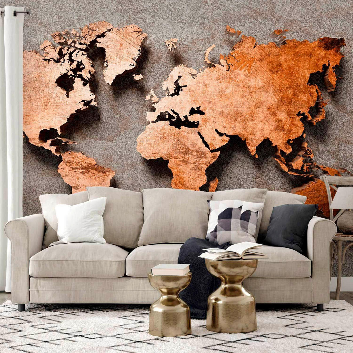 FOTOTAPETE  - Grau/Kupferfarben, LIFESTYLE, Textil (450/315cm) - artgeist