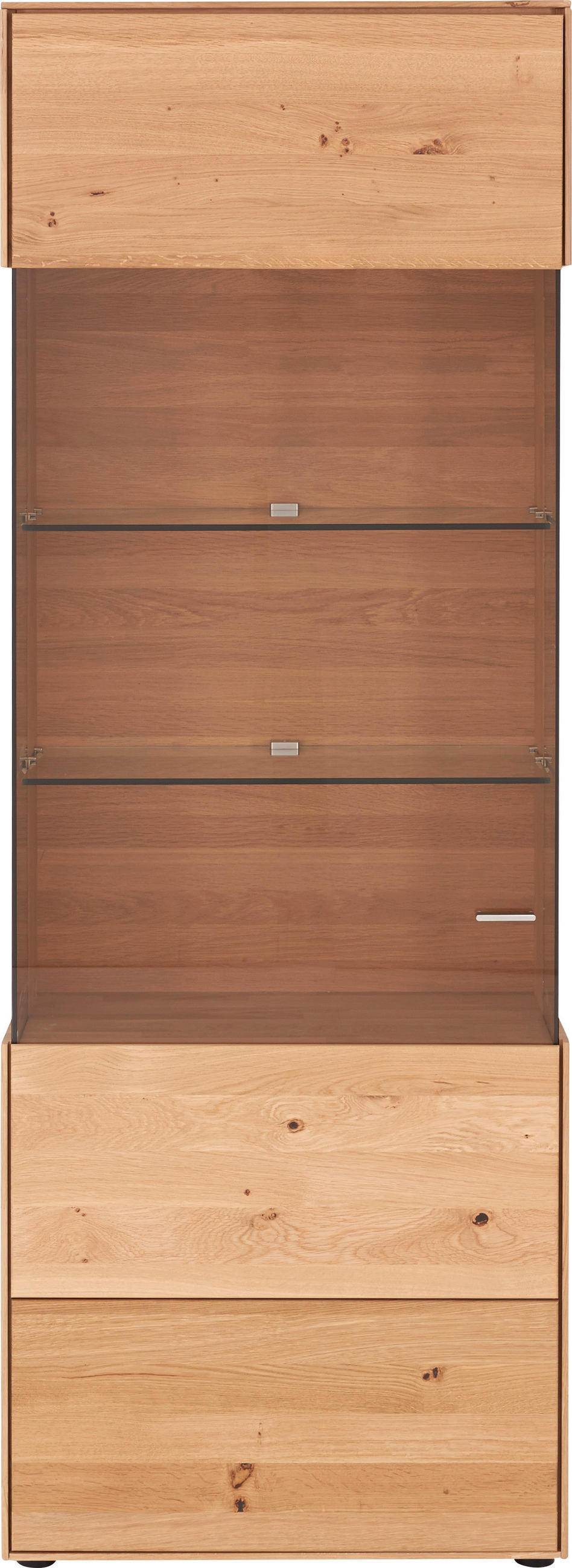 WOHNWAND 293,5/196,2/54,5 cm  in Wildeiche  293,5/196,2/54,5 cm    - Wildeiche/Edelstahlfarben, Design, Glas/Holz (293,5/196,2/54,5cm) - Valnatura