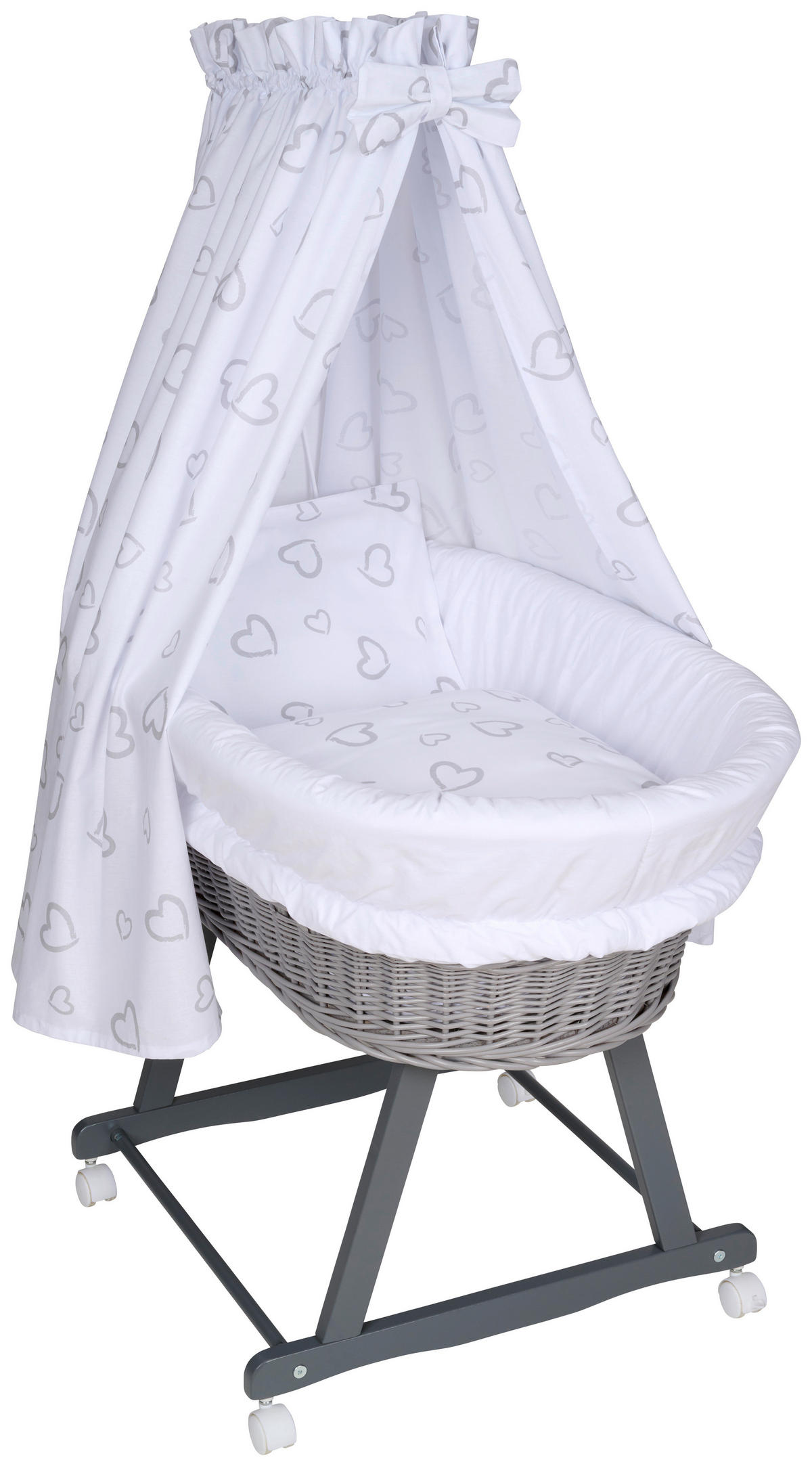STUBENWAGEN-KOMPLETTSET Kernbuche  Grau  - Weiß/Grau, Basics, Holz/Textil (91/60/73cm) - My Baby Lou