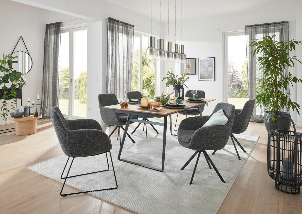 ESSTISCH Eichefarben  ausziehbar, in verschiedenen Größen erhältlich, Variantenauswahl  - Eichefarben/Schwarz, Design, Holz/Metall (220-320/100/77cm) - Musterring