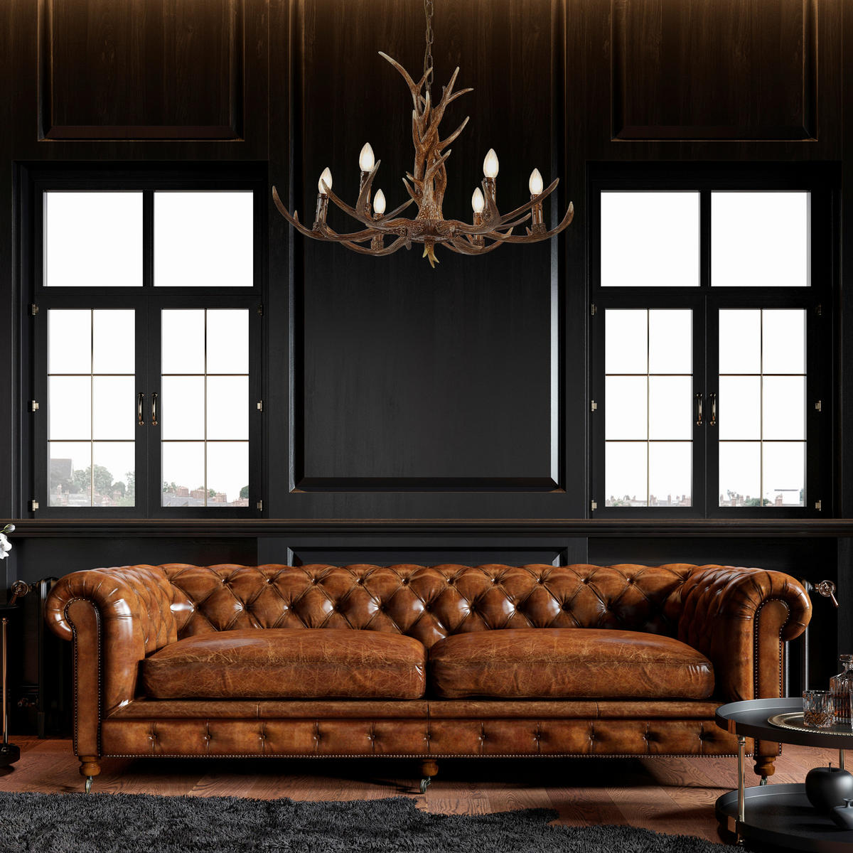 KRONLEUCHTER 80/120 cm   - Braun, Trend, Kunststoff/Metall (80/120cm) - Searchlight