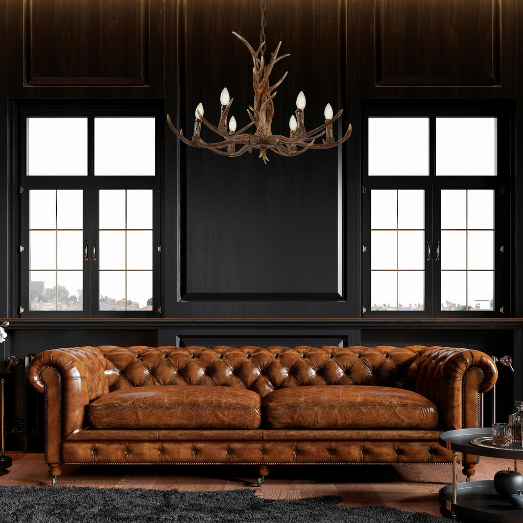 Thumbnail - Searchlight Kronleuchter Stag, Braun, Metall, Kunststoff, 120 cm, Europäischer Sicherheitsstandard, höhenverstellbar, La...