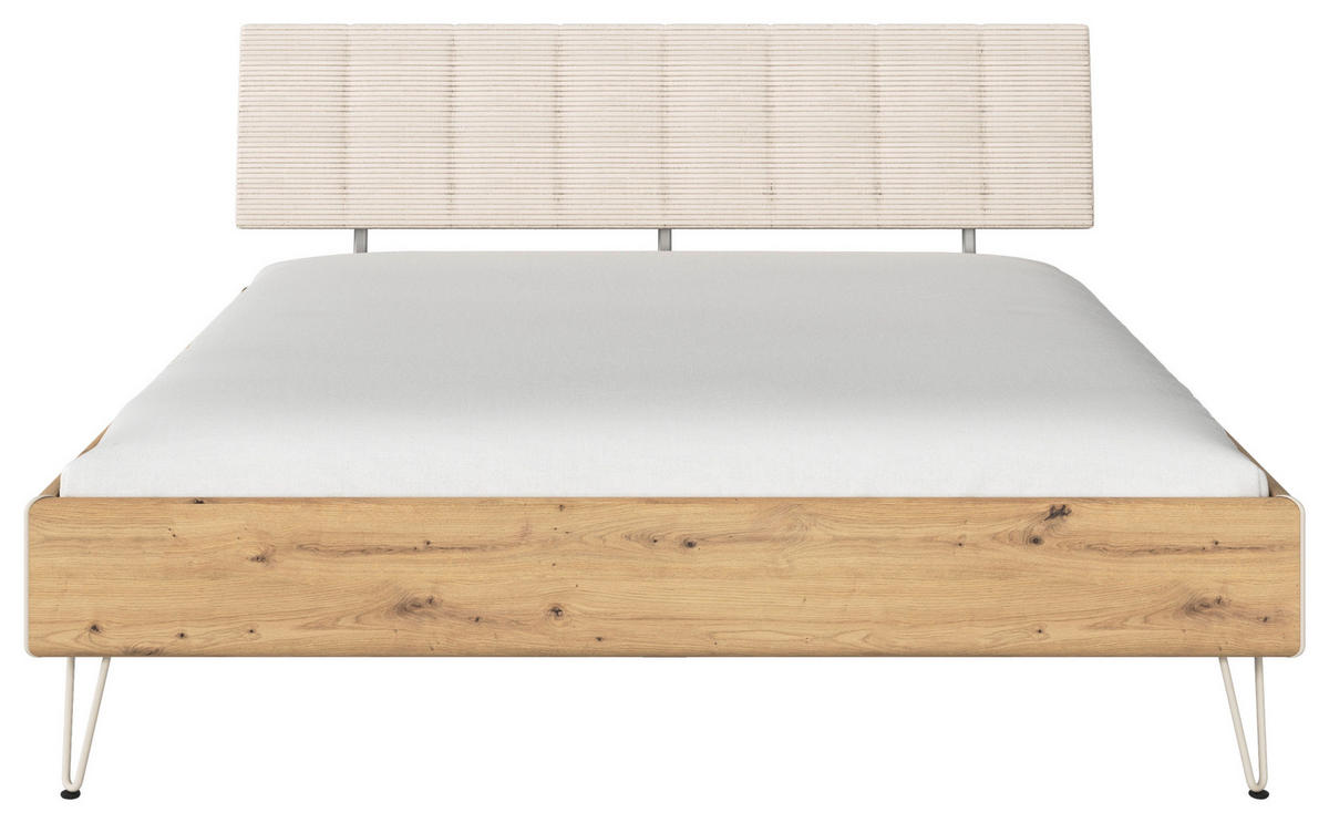 BETT 180/200 cm,  in Eiche Artisan,  - Champagner/Eiche Artisan, Design, Textil/Metall (180/200cm) - Carryhome
