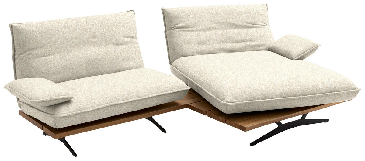 ECKSOFA  in Chenille, Flachgewebe Beige, Wildeiche  284/161 cm  - Wildeiche/Beige, Design, Holz/Textil (284/161cm) - Koinor