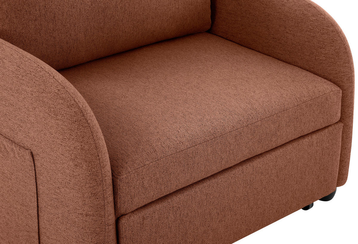 SCHLAFSESSEL Leinenoptik Rostfarben    - Rostfarben/Schwarz, Design, Kunststoff/Textil (102/94/95cm) - Livetastic