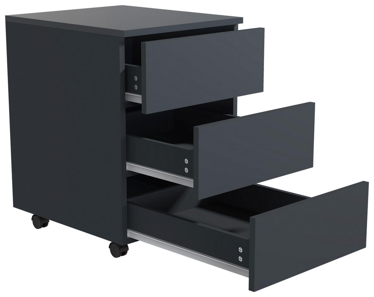 ROLLCONTAINER 39/55/45 cm  - Anthrazit, Modern, Holzwerkstoff/Kunststoff (39/55/45cm) - MID.YOU