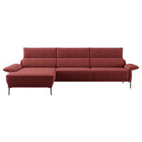 ECKSOFA  in Bouclé Rot  186/330 cm  - Rot/Schwarz, MODERN, Textil/Metall (186/330cm) - Johann Jakob