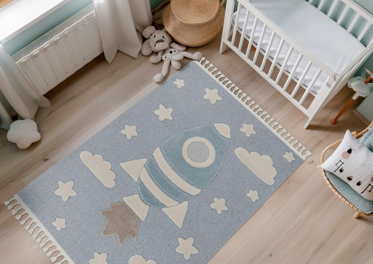 FLACHWEBETEPPICH 160/230 cm Blau rechteckig  - Blau, Basics, Textil (160/230cm) - Kayoom