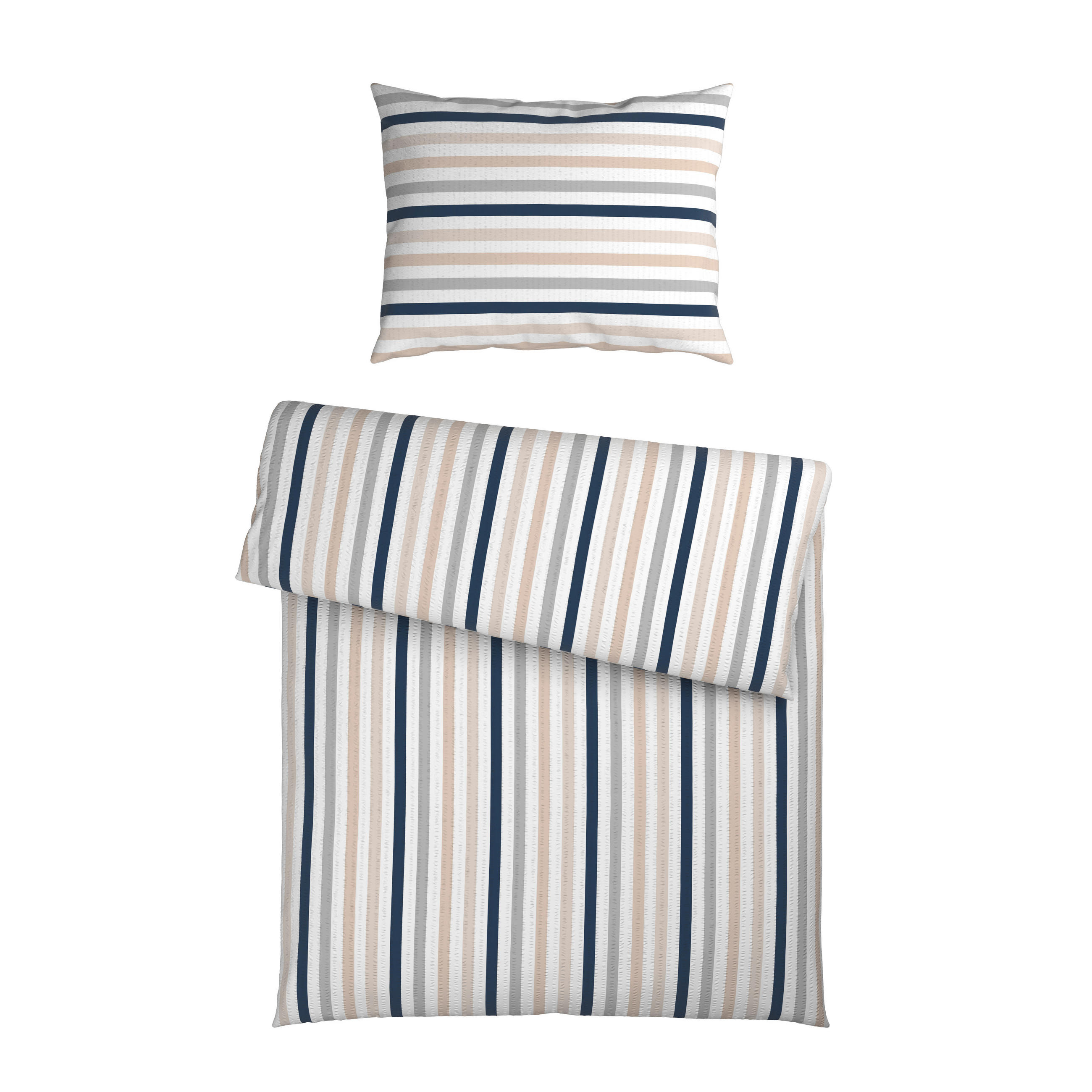 BETTWÄSCHE Mavie Seersucker 140/200 cm  - Blau/Multicolor, KONVENTIONELL, Textil (140/200cm) - Esposa