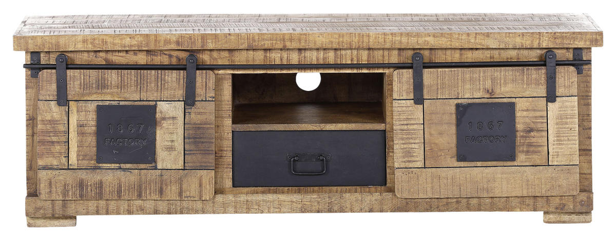 LOWBOARD  in 150/50/45 cm  - Schwarz/Naturfarben, LIFESTYLE, Holz/Metall (150/50/45cm) - Landscape