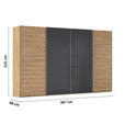 SCHWEBETÜRENSCHRANK 361/235/68 cm 4-türig  - Chromfarben, KONVENTIONELL, Glas/Holzwerkstoff (361/235/68cm) - Novel