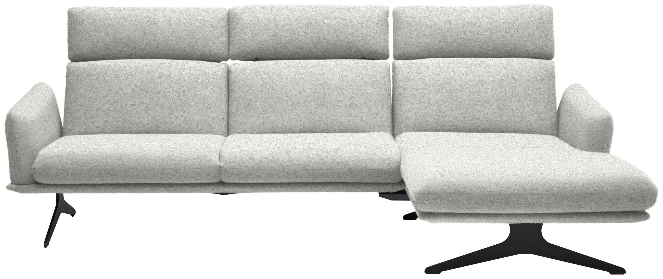 ECKSOFA in Flachgewebe Weiss  - Weiss/Schwarz, Design, Textil/Metall (259/152cm) - Dieter Knoll