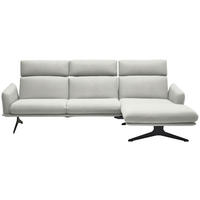 ECKSOFA in Flachgewebe Weiss  - Weiss/Schwarz, Design, Textil/Metall (259/152cm) - Dieter Knoll