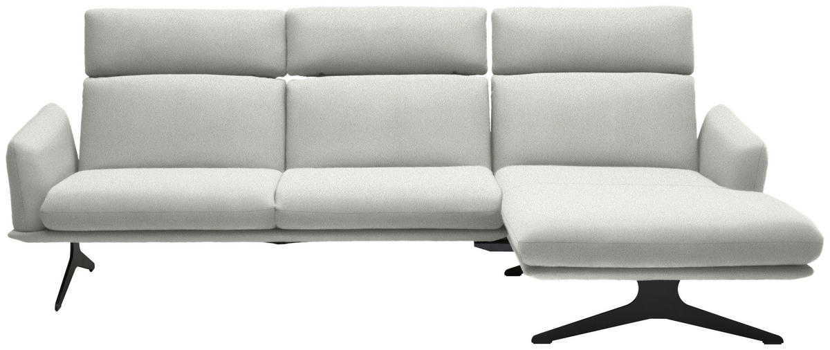 ECKSOFA in Flachgewebe Weiss  - Weiss/Schwarz, Design, Textil/Metall (259/152cm) - Dieter Knoll