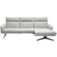 ECKSOFA in Flachgewebe Weiß  259/152 cm  - Schwarz/Weiß, Design, Textil/Metall (259/152cm) - Dieter Knoll