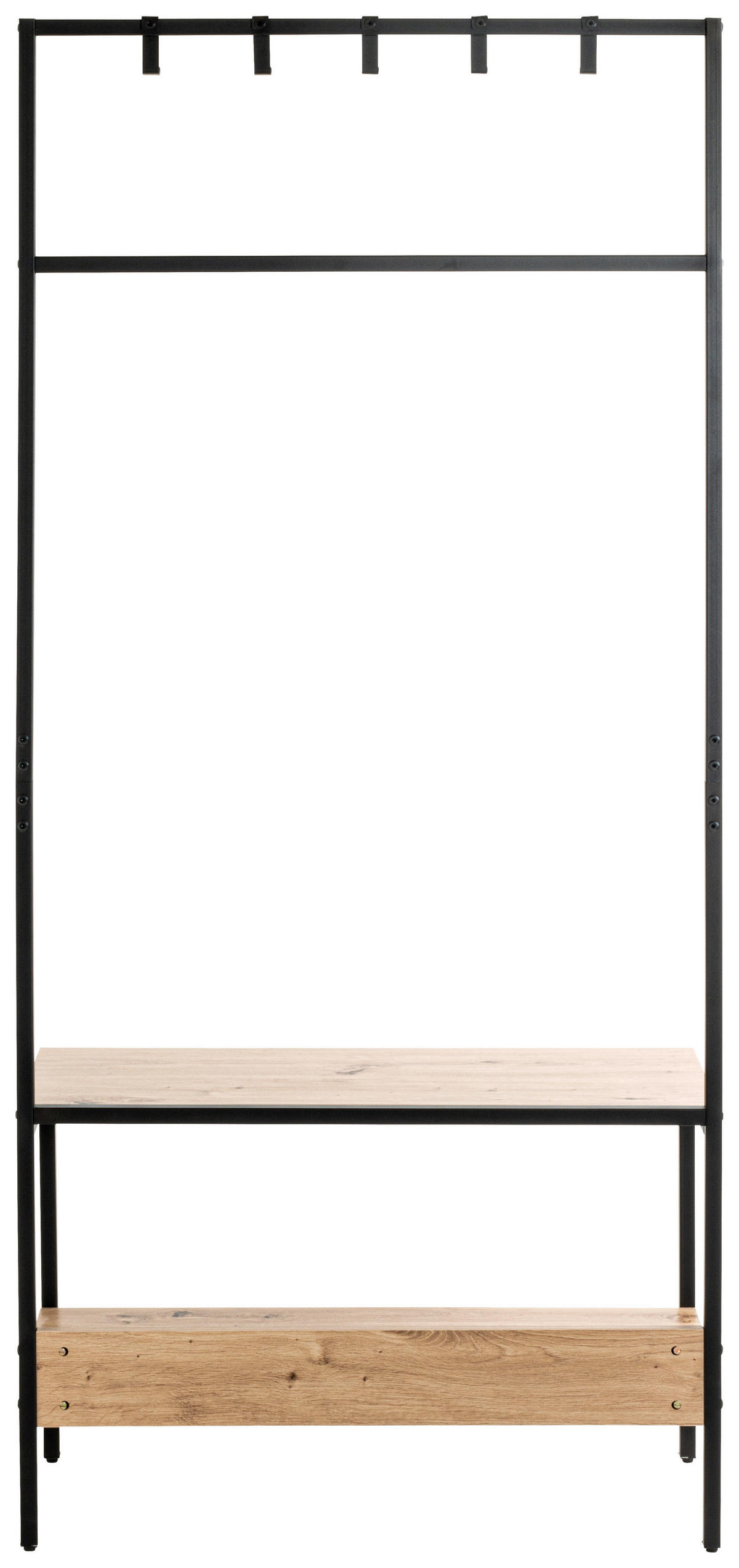 GARDEROBE  in 80/180/35 cm  - Eichefarben/Schwarz, Design, Holzwerkstoff/Metall (80/180/35cm)
