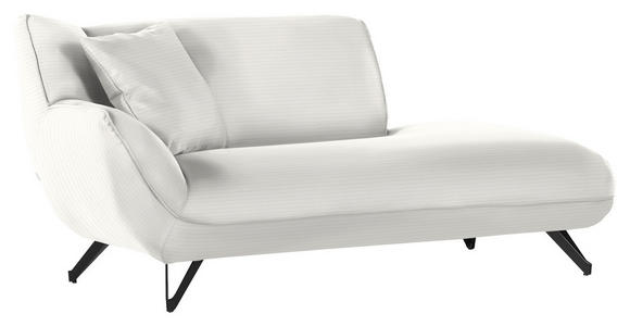 CHAISELONGUE in Feincord Creme  - Creme/Schwarz, Design, Textil/Metall (190/90/95cm) - Carryhome