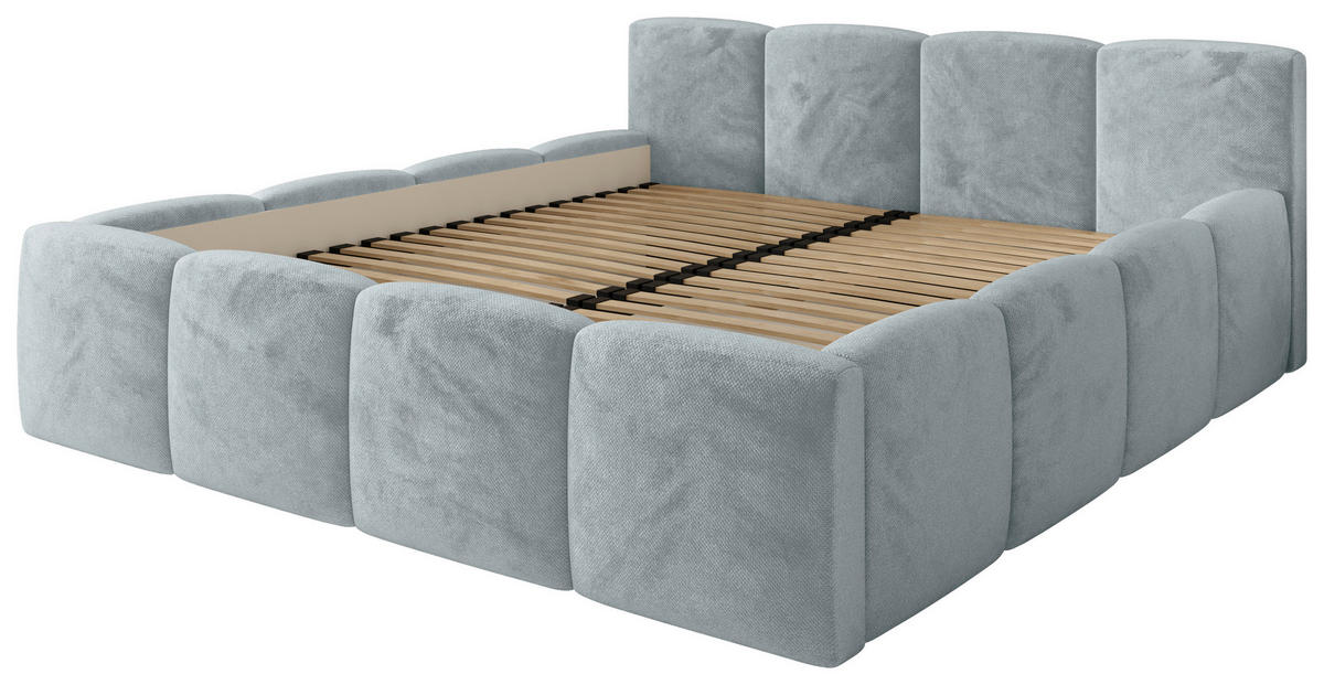 POLSTERBETT 180/200 cm,  in Hellgrau, gepolstertes Kopfteil, Lattenrost, Bettkasten,  - Hellgrau/Schwarz, MODERN, Holz/Textil (180/200cm) - Chameo