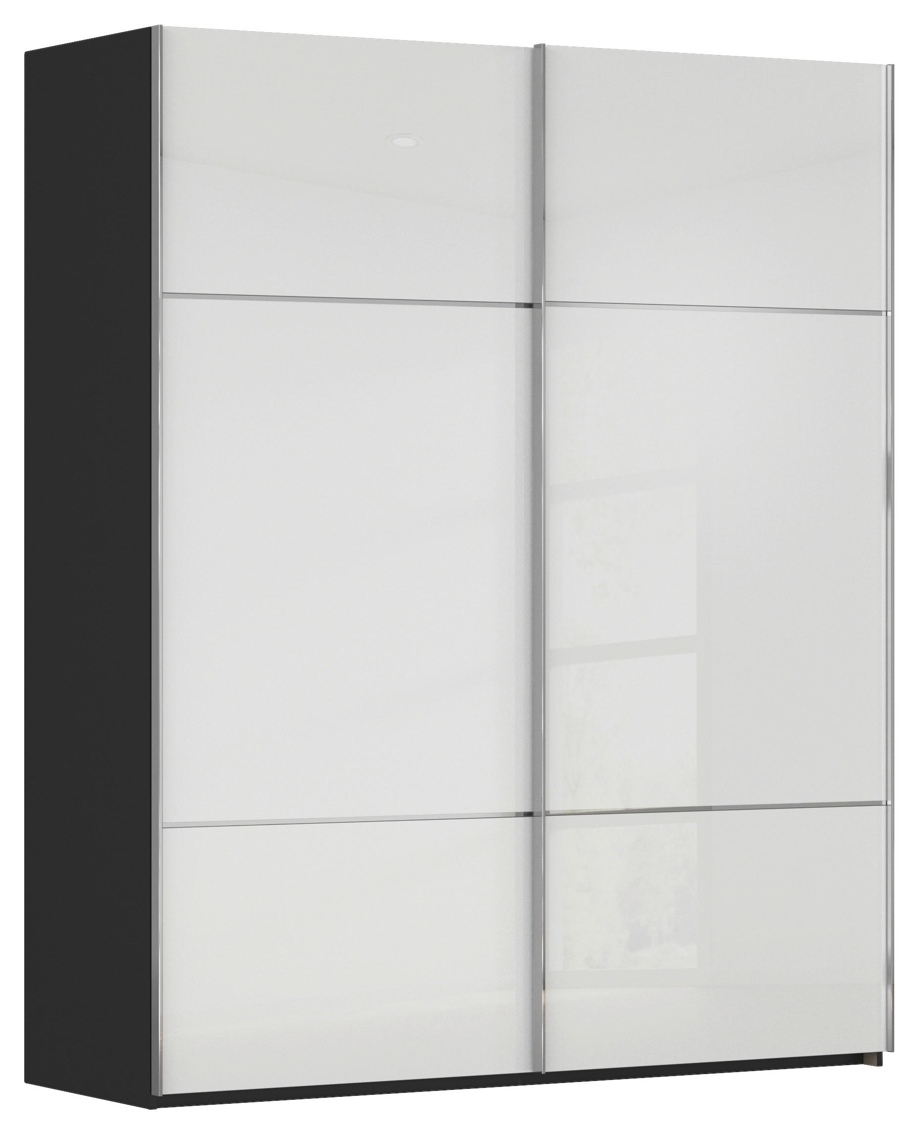 SCHWEBETÜRENSCHRANK in Schwarz, Weiss  - Chromfarben/Weiss, Konventionell, Glas/Holzwerkstoff (181/223/67cm) - Novel