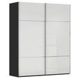 SCHWEBETÜRENSCHRANK  in Schwarz, Weiß  - Chromfarben/Schwarz, KONVENTIONELL, Glas/Holzwerkstoff (181/223/67cm) - Novel