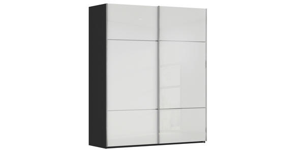 SCHWEBETÜRENSCHRANK in Schwarz, Weiß - Chromfarben/Schwarz, KONVENTIONELL, Glas/Holzwerkstoff (181/223/67cm) - Novel