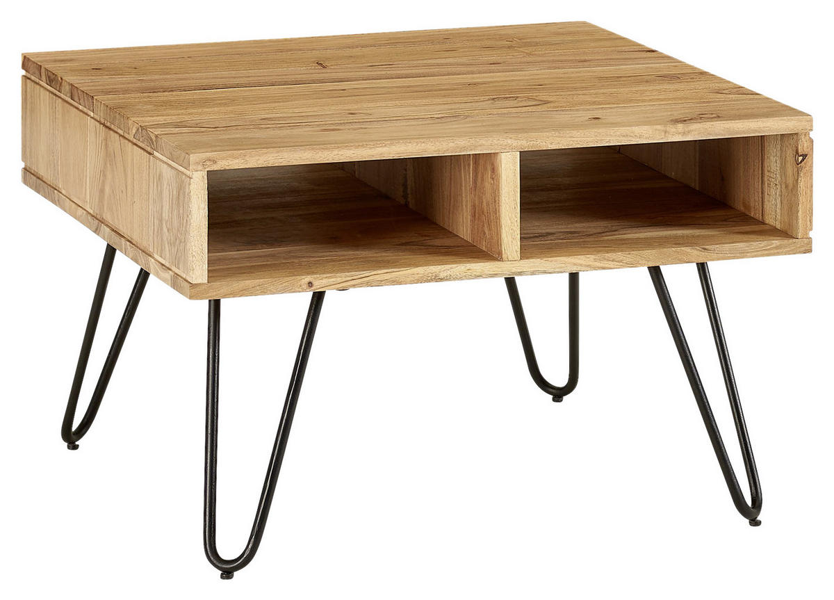 COUCHTISCH in Holz 60/60/40 cm  - Schwarz/Akaziefarben, Modern, Holz/Metall (60/60/40cm) - MID.YOU