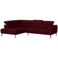 ECKSOFA in Chenille Rot 205/280 cm - Rot/Schwarz, Design, Textil/Metall (205/280cm) - Xora