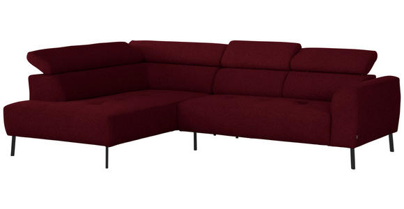ECKSOFA in Chenille Rot 205/280 cm - Rot/Schwarz, Design, Textil/Metall (205/280cm) - Xora