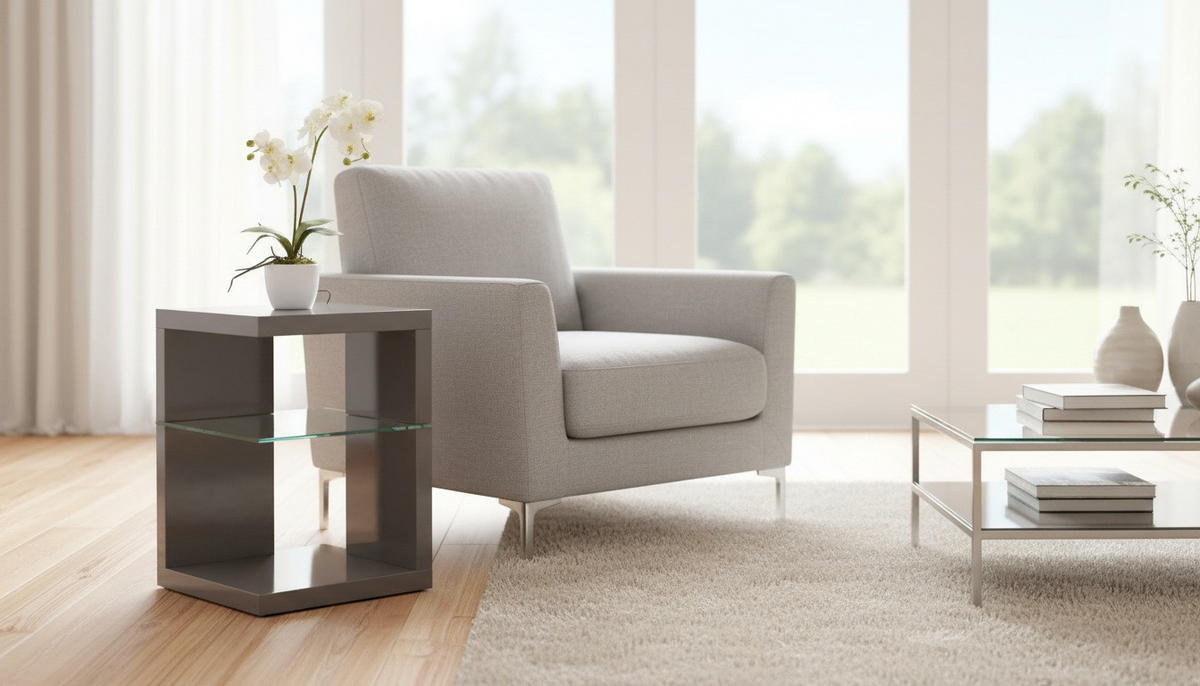 BEISTELLTISCH in Glas, Holzwerkstoff 40/40/60 cm  - Anthrazit, Design, Glas/Holzwerkstoff (40/40/60cm) - Xora