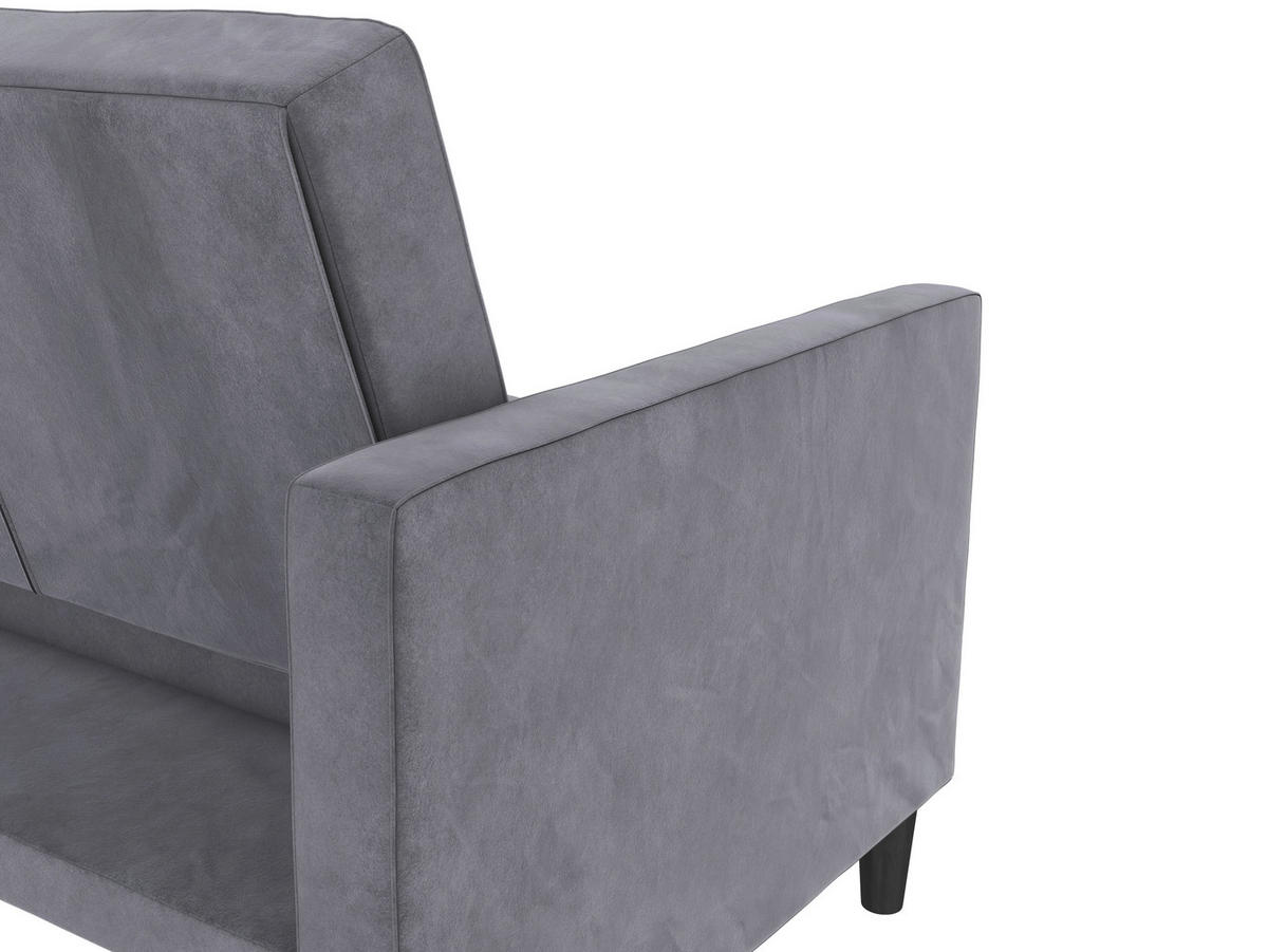 SCHLAFSOFA PALERMO in Velours Dunkelgrau Vintage, Skandinavisch, Modern, Landhaus  - Dunkelgrau/Schwarz, Basics, Kunststoff/Textil (207/86/86cm) - Livetastic