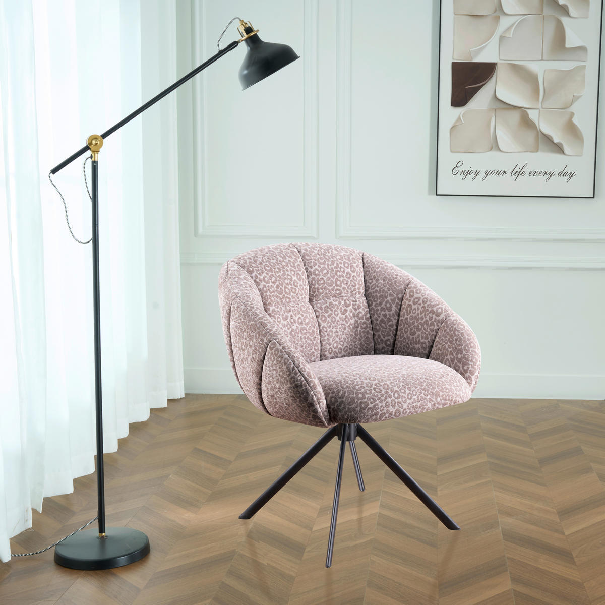 ARMLEHNSTUHL  Sitzfläche 360° drehbar Webstoff  - Beige/Hellgrau, Design, Textil/Metall (64/84/65cm) - Novel