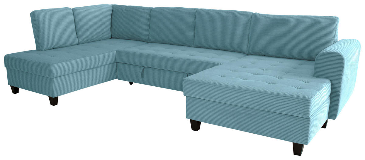 WOHNLANDSCHAFT MORITZ Hellblau Cord  - Hellblau, Trend, Textil (178/324/155cm) - P & B