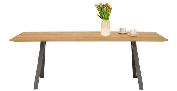 ESSTISCH in Holz, Metall 220/100/75 cm - Eichefarben/Anthrazit, Design, Holz/Metall (220/100/75cm) - Dieter Knoll