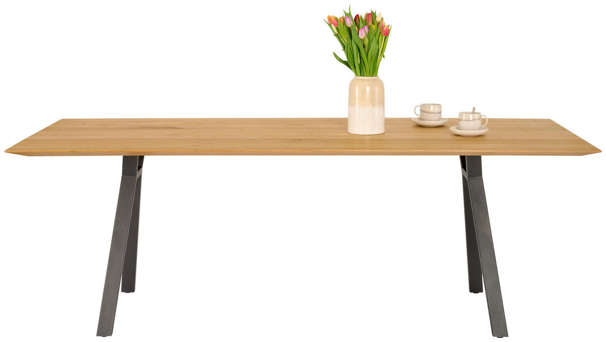 ESSTISCH in Holz, Metall 220/100/77 cm  - Eichefarben/Anthrazit, Design, Holz/Metall (220/100/77cm) - Dieter Knoll