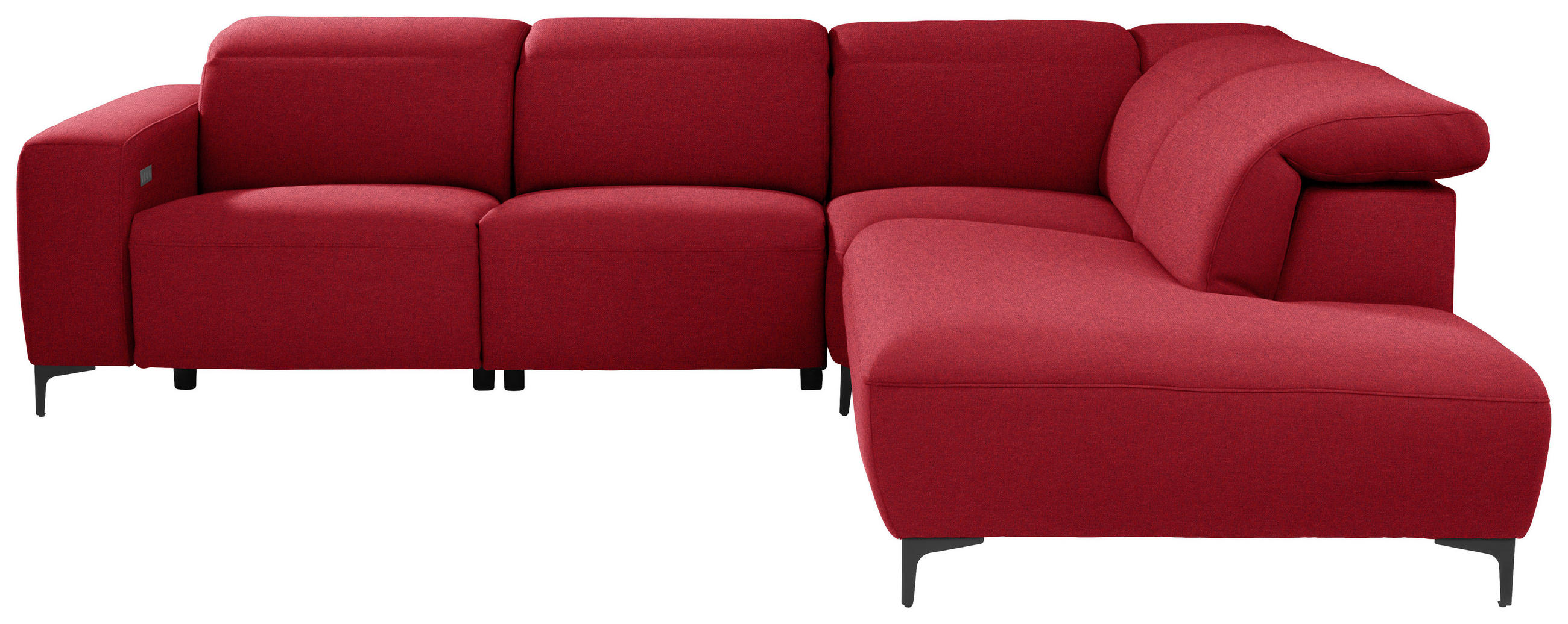 ECKSOFA Rot Flachgewebe  - Rot/Schwarz, Design, Textil/Metall (290/238cm) - Pure Home Lifestyle