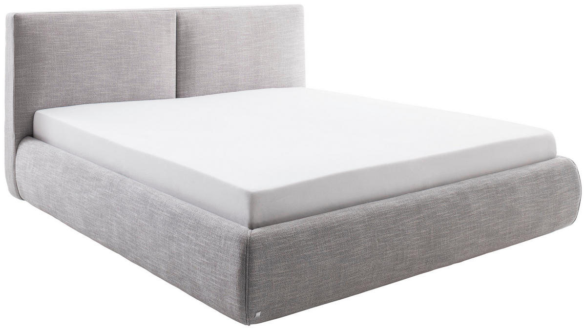 POLSTERBETT 180/200 cm  in Hellgrau  - Hellgrau/Naturfarben, Modern, Holz/Textil (180/200cm) - Livetastic