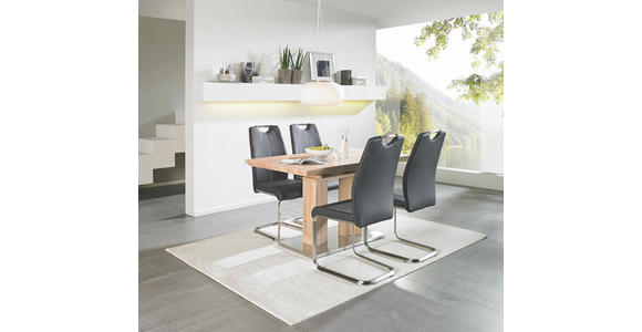 SCHWINGSTUHL in Metall, Textil Dunkelgrau, Edelstahlfarben - Edelstahlfarben/Dunkelgrau, Design, Textil/Metall (42/99/55cm) - Cantus
